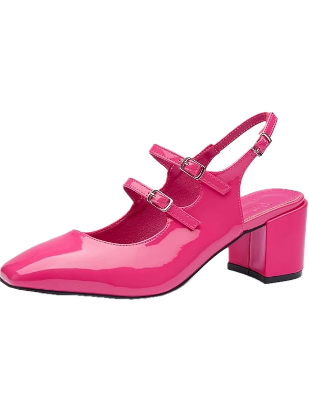 Hot Pink Patent Mary Jane Slingback Block Heels